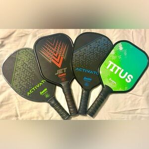 Franklin Sports Pickleball Paddle Ball Set -Wooden Rackets - Set of 4